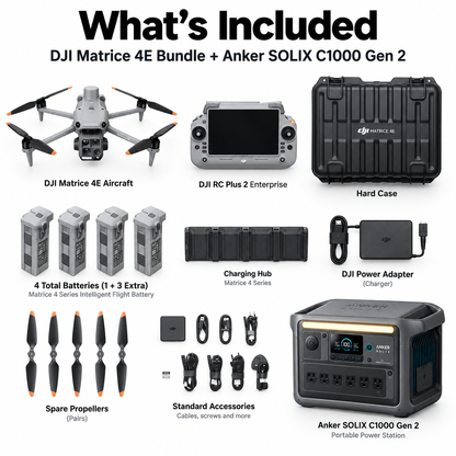 DJI Matrice 4E Survey Field Power Bundle – 3 Extra Batteries + Anker SOLIX C1000 Gen 2