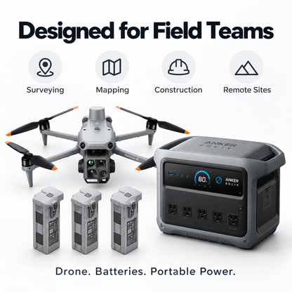DJI Matrice 4E Survey Field Power Bundle – 3 Extra Batteries + Anker SOLIX C1000 Gen 2