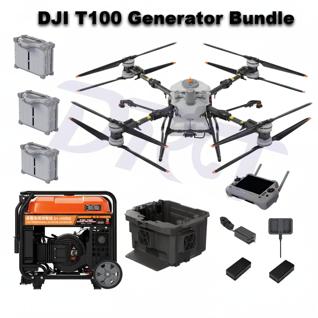 DJI Agras T100 Generator Bundle with free extra D14000iE generator, batteries, remote controller, and accessories