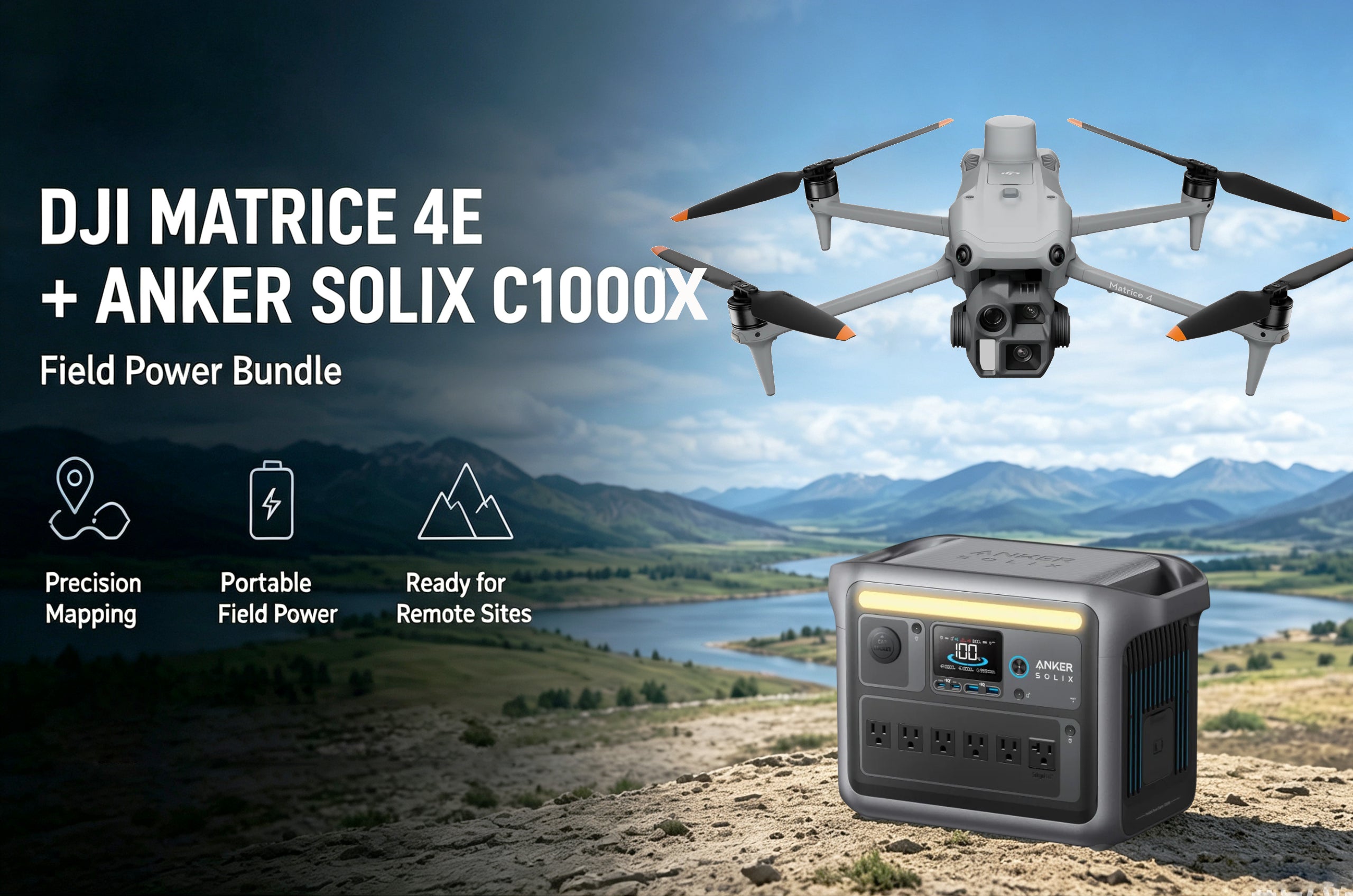 DJI Matrice 4E+Anker SOLIX C1000X Survey Field Power Bundle
