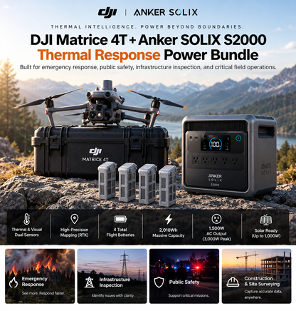 DJI Matrice 4T Thermal Response Power Bundle – 3 Extra Batteries + Anker SOLIX S2000