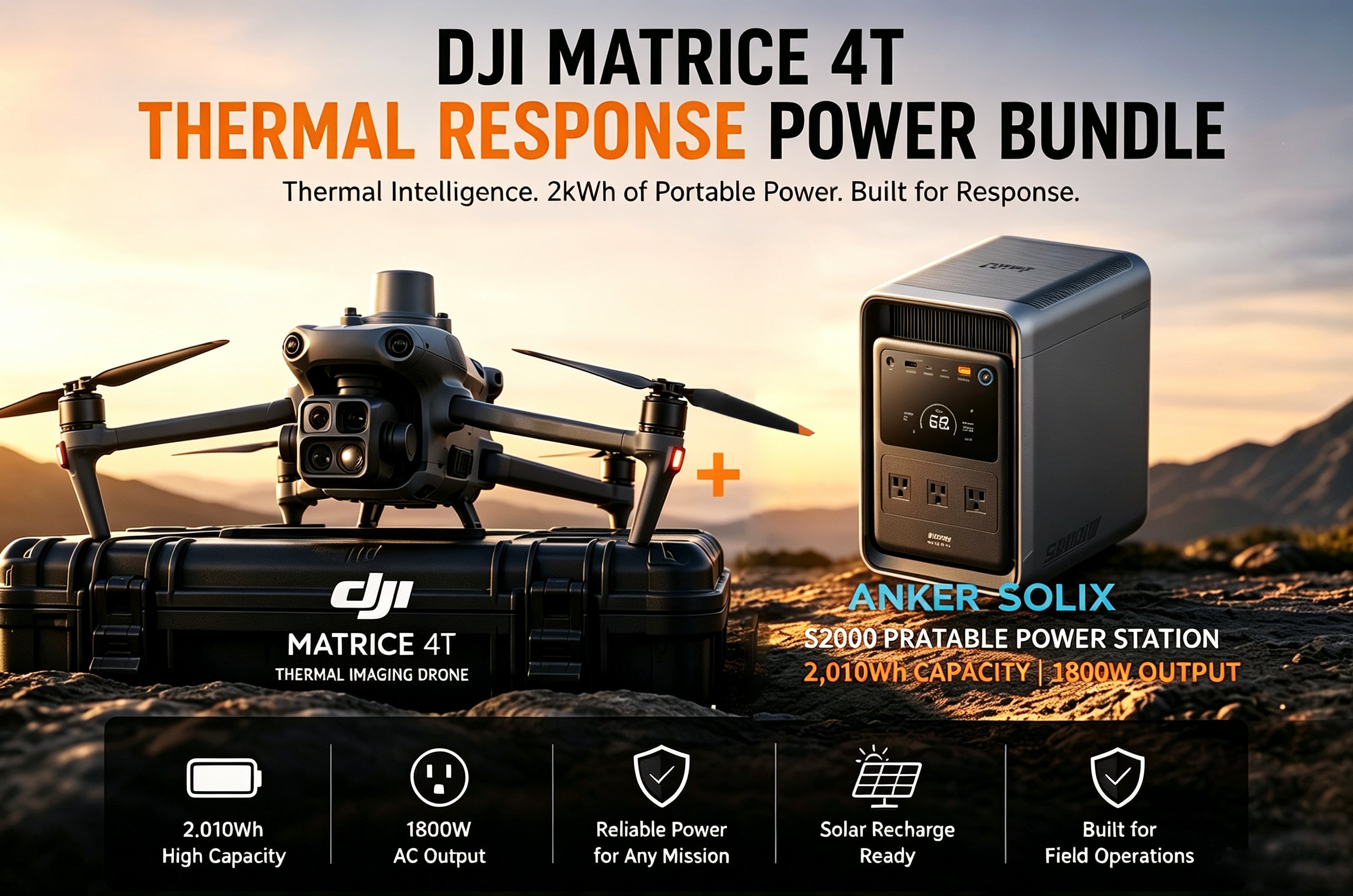 DJI Matrice 4T + Anker SOLIX S2000 Thermal Response Power Bundle