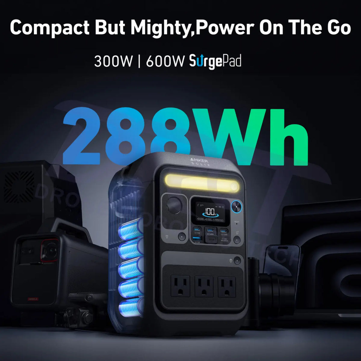 Anker SOLIX C300X Portable Power Station – 288Wh(Refurbished) - Portable Power Stations