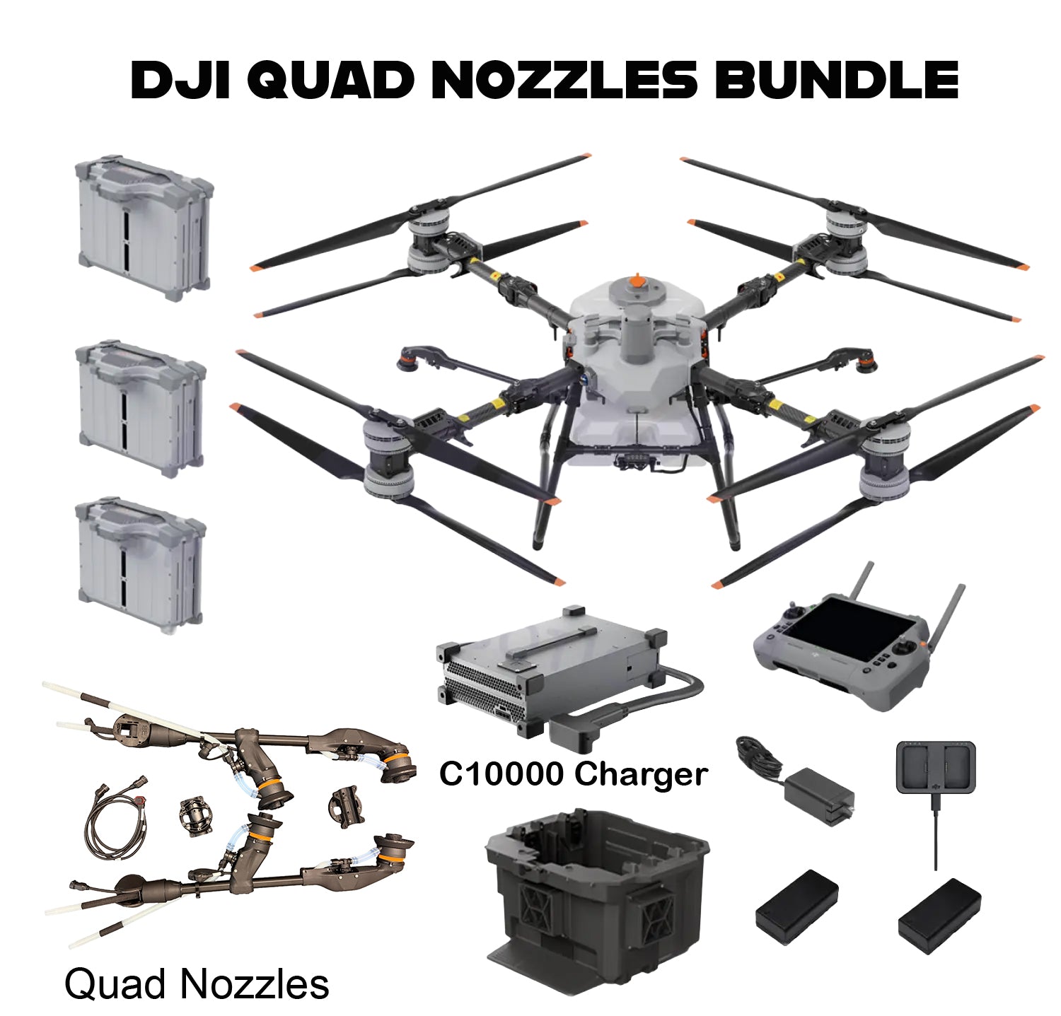 DJI Agras T100 QUAD Nozzle Bundle with C10000 Charger