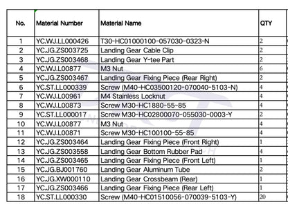 DJI Agras T25 Landing Gear Kit - Parts